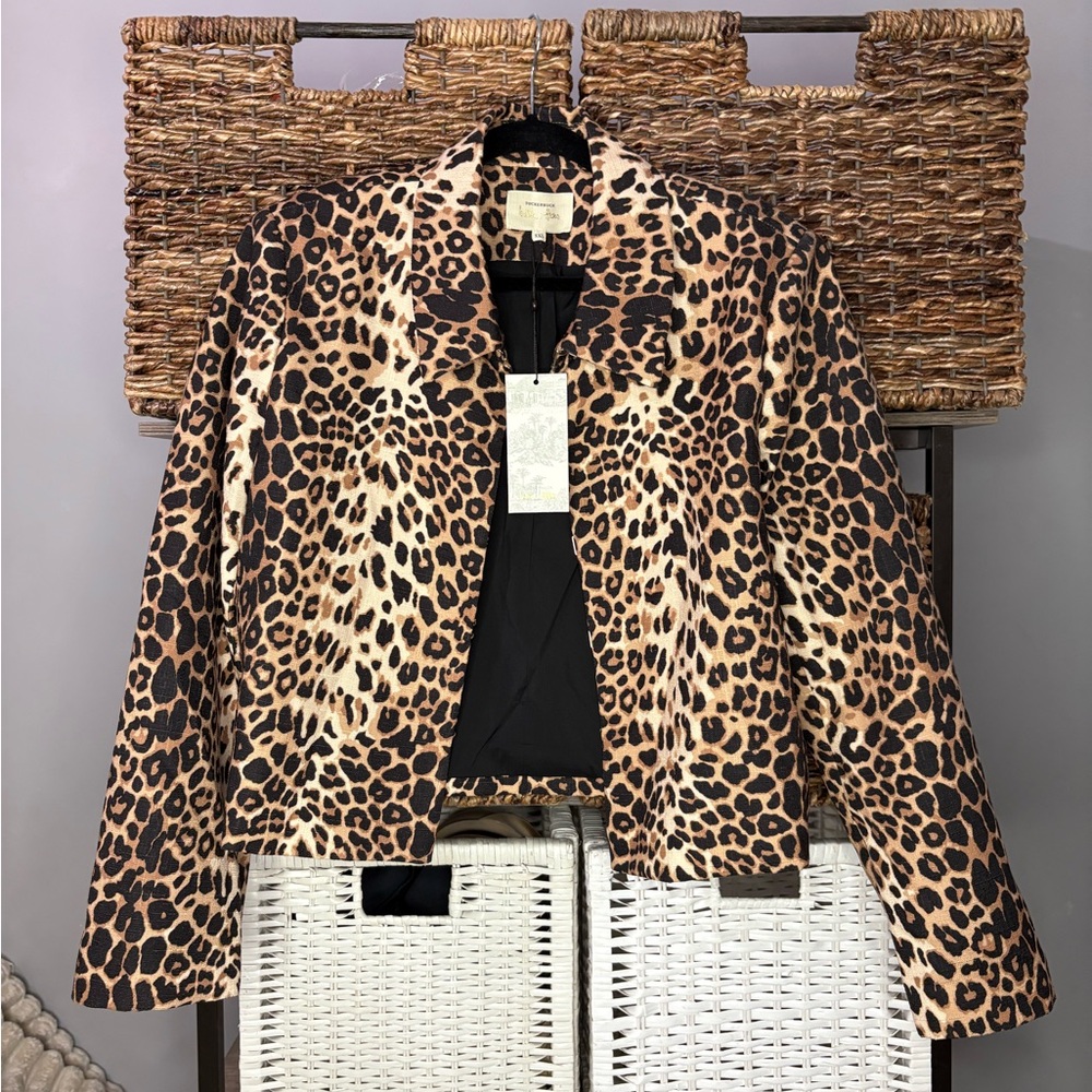 XXL NWT Tuckernuck x India Hicks Leopard Print Women's Jacket blazer - Picture 3 of 7